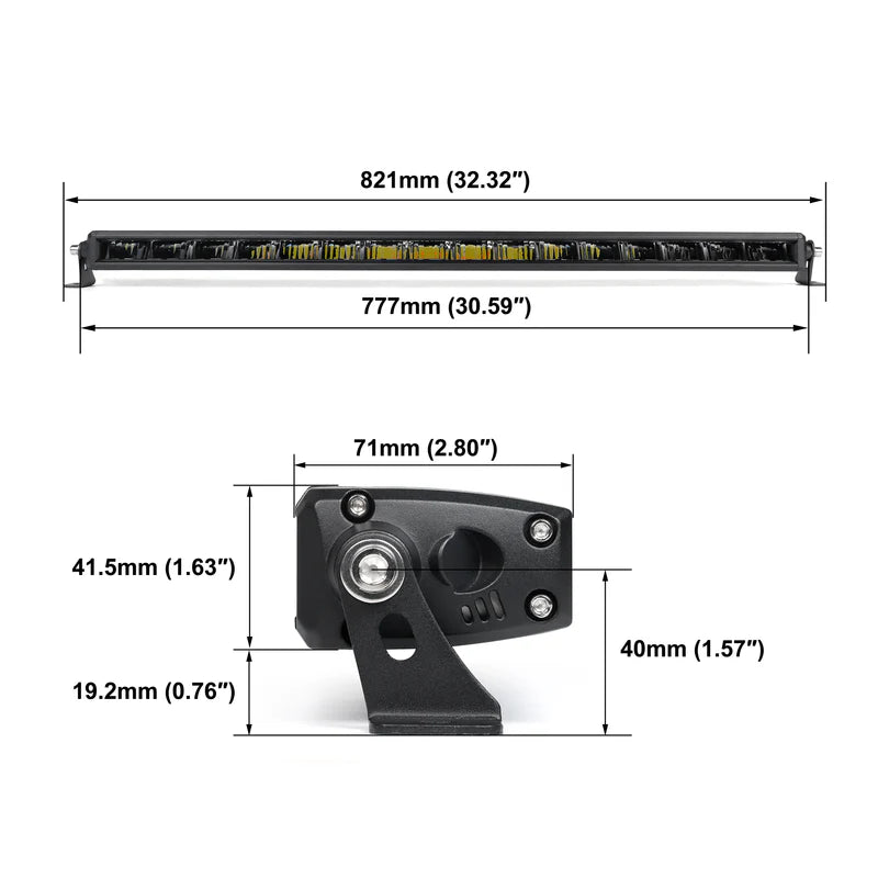 Rock Series 30 Inch Single Row Dual Beam LED Off-Road Light Bar White and Amber
