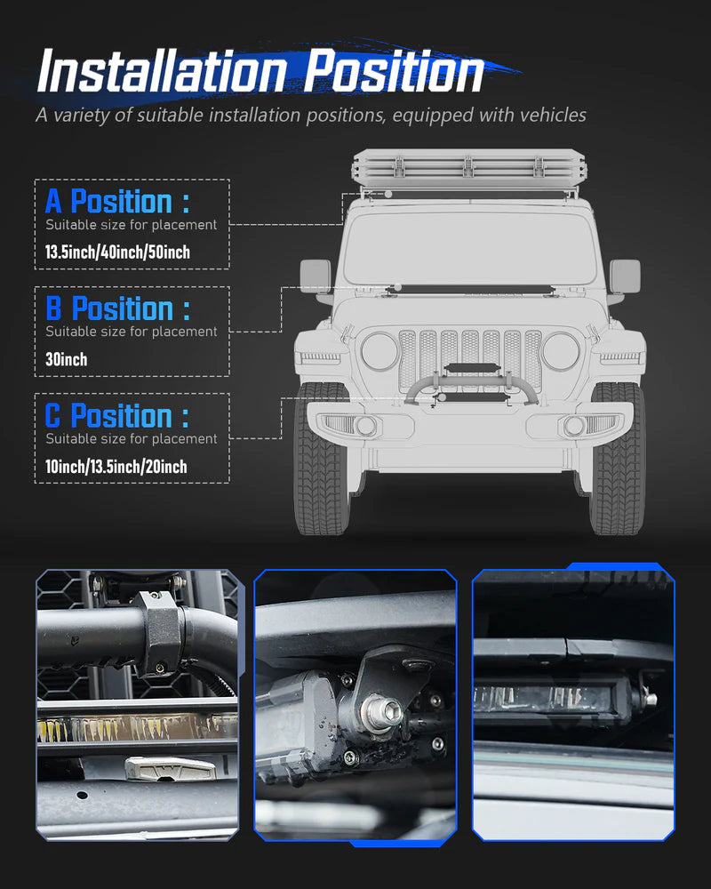 Rock Series 30 Inch Single Row Dual Beam LED Off-Road Light Bar White and Amber