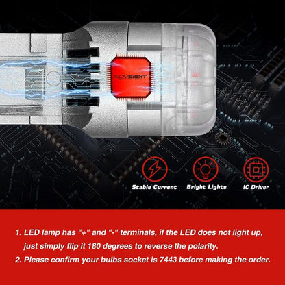 7443 LED Brake/Rear Parking Light | RED 256LM