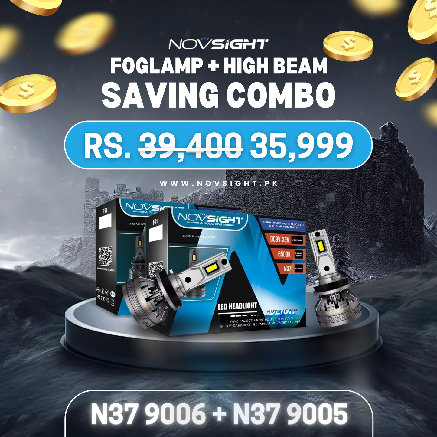 N37 Series: High Low Bundle H11 + 9005 | 240Watts 44000 Lumens