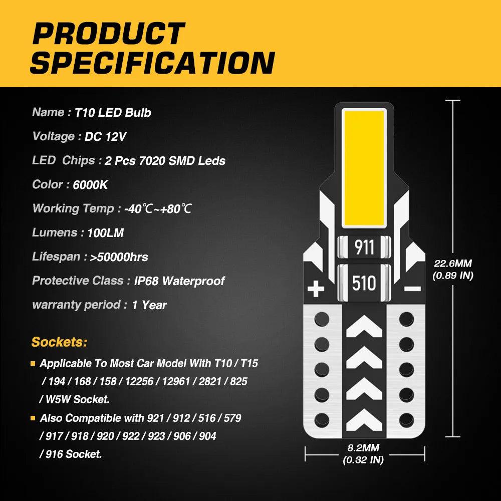 T10 White Car Signal Light | 100LM  6000K | Park/Plate/Interior - NOVSIGHT© Pakistan